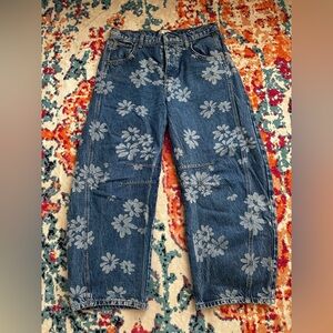 Floral Print Denim Jeans